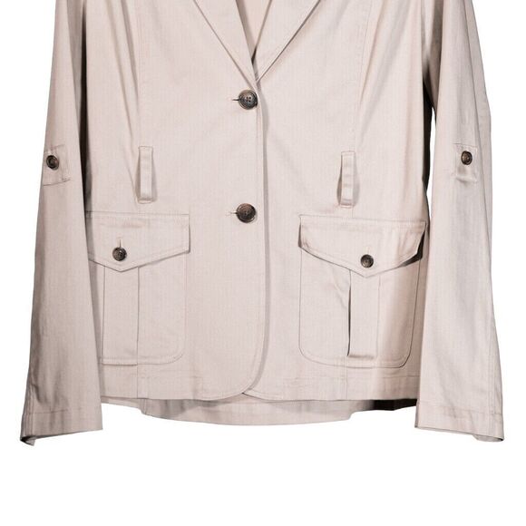 Brooks Brothers Women's Trench Coat Khaki Beige Stretch Twill Utility Jacket 12 - Picture 6 of 9